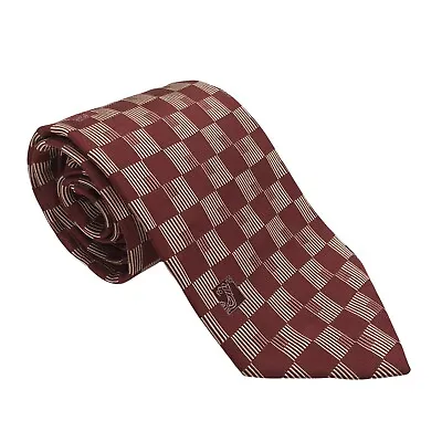 Versace Plaid Medusa Heads Silk Tie Burgundy Red 59  L 3.75  W Made In Italy • $29.95