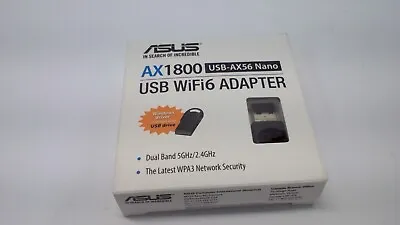 ASUS Dual-Band WiFi 6 AX1800 USB Network Adapter USB-AX56 Nano Black • $19.99