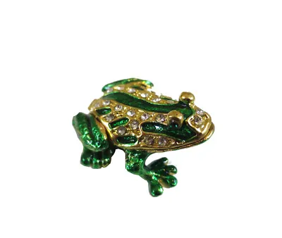 $9.99 • Buy Bejeweled Little Tiny Teeny Frog Hinged Metal Enameled Crystal Trinket Box