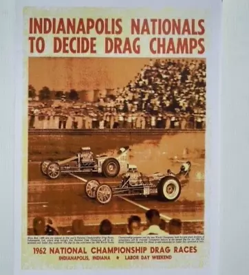 Vrhtf Vtg Style  Nhra Indianapolis Nationals To Decide Drag Champs  14x20 Poster • $59.99