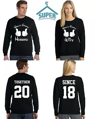 Couple Matching CREWNECK World Greatest HUSBAND WIFE SINCE Back DATE NUMBERS • $59.99