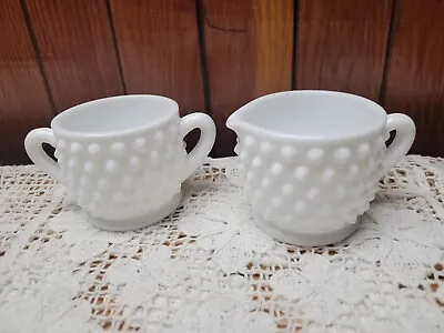 Vintage  Milk Glass Hobnail Sugar/Creamer Set • $11.44