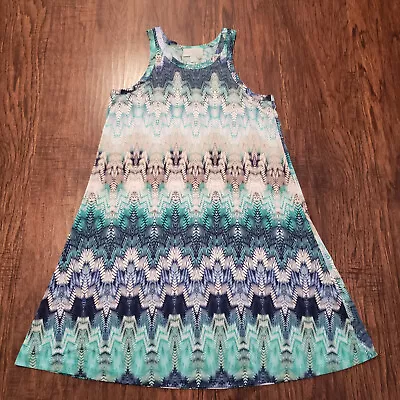 Veronica M Womens Dress XS Blue Sleeveless Geometric Mini A Line Style • $27.73