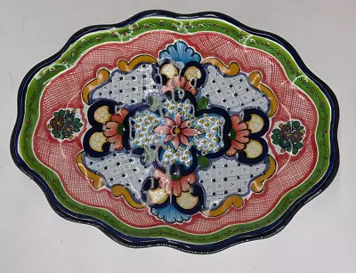 Talavera Serving Platter Or Wall Hanging - Festive And Bright Made In Mexico • $24.99