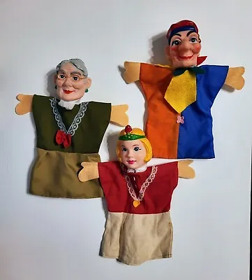 $29.99 • Buy Lot Of 3 VTG MR ROGERS NEIGHBORHOOD Rubber Face HAND PUPPETS Granny Queen Jester