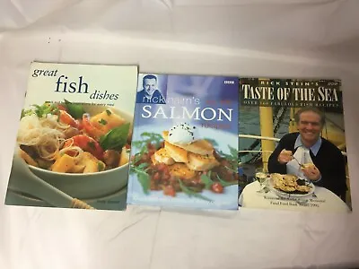 3x Fish Recipe Books Top 100 Salmon Recipes Rich Stein's Taste Of The Sea  • £13.20