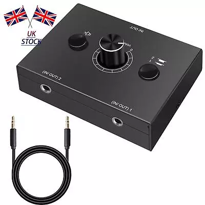 2 Way Audio Switcher Audio Switcher Splitter 3.5mm Switch 2 In 1 Out /1 In 2 Out • £18.82