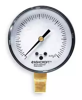 Ashcroft 25 1490A 02L 20 Oz/H2o Pressure Gauge 0 To 20 Oz/Sq In 1/4 In Mnpt • $66.69