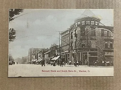 Postcard Marion OH Ohio Main Street Bennett Block Bank Kraemer Art Cincinnati • $14.99