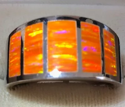 Orange Opal Mens' Ring Windows Of Light 11 Prototype Sterling Silver Heavy Wide • $189