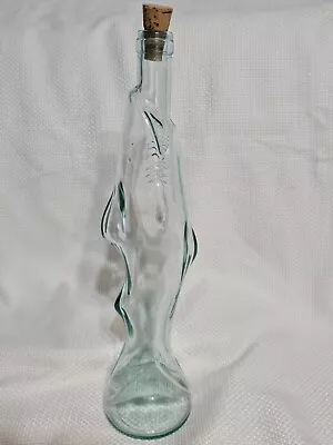 Vintage Shark Shaped Bottle Clear Glass With Cork Made In Italy 750ml Pescevino • $45