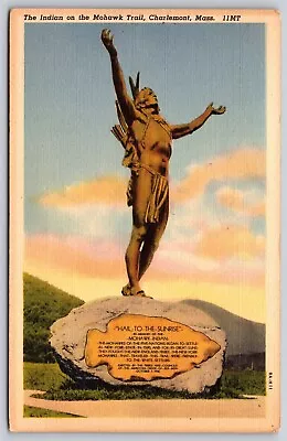 Postcard The Indian Statue On The Mohawk Trail Charlemont Mass Linen P177 • $3.29