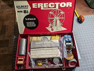 VINTAGE 1938 AC GILBERT No. 8-1/2 ERECTOR SET ALL ELECTRIC FERRIS WHEEL Works • $59.98