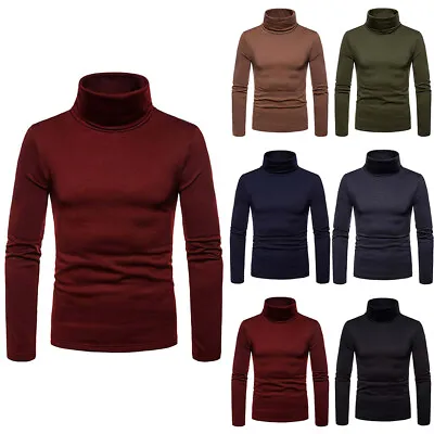 $22.49 • Buy Mens Stretch Turtle Neck Plain Shirt Long Sleeve Winter Warm Thermal Jumper Tops