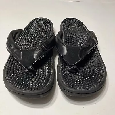 Kenkoh Thong Sandals Black Womens 8 Massage Reflexology Comfort See Pictures • $15