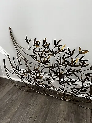 Signed Mid-century Modern MCM Curtis Jere Brass Wall Art Metal Sculpture Leaf • $359