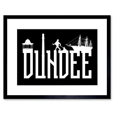 £14.99 • Buy Dundee Typography Silhouettes Framed Wall Art Print 9x7 Inch