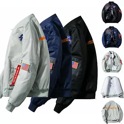 $35.99 • Buy Mens MA1 Bomber Jacket US NASA Style Flight Coat Air Force Army Jacket Unisex 