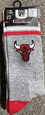 Chicago Bulls NBA UNK Crew Socks Mens Sizes 6-12 Red/Black/Gray 3-Pack NWT • $15.16