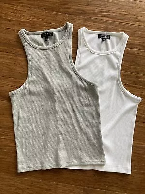 J.Crew High Neck Tank Lot 2 Medium White Gray • $29