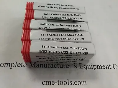 10pcs 1/32  Tialn Coated Solid Carbide End Mills 2 Flt S/E #1006-TN-132 • $68