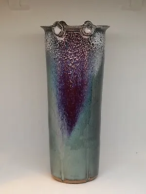 19cm Unusual Signed YV Studio Pottery Vase~Unusual Lustre Glaze • £17.99