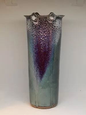 19cm Unusual Signed YV Studio Pottery Vase~Unusual Lustre Glaze • £17.99