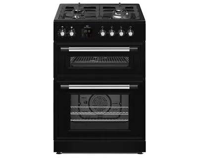 New World NWDFMRBL 60cm Dual Fuel Double Oven Freestanding Black Cooker • £529.99