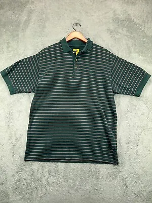 VTG 90s Duck Head 1865 Polo Shirt Large Green Stripe Embroider Logo Short Sleeve • $23.19