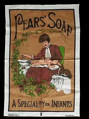 Vintage Irish Linen Tea Towel Pears Soap A Speciality For Infants Dunmoy Advert • £17.95