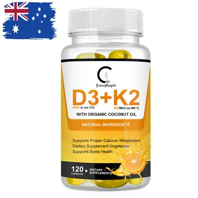 Vitamin D3 5000IU K2 (MK-7) For Bone Teeth Heart Immune Support 120 Capsules • $21.89
