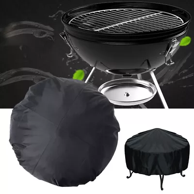 30-44in Patio Round Fire Pit Cover Waterproof UV Protector Grill BBQ Cover Black • $11.81