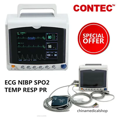 CONTEC CMS6000C Portable Patient Monitor Vital Signs NIBP SPO2 PR ECG TEMP RESP • $459