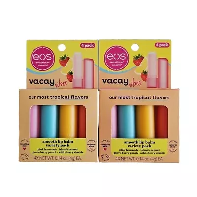 2 × EOS Vacay Vibes Smooth Lip Balm Variety Pack - 4 Pack - Tropical Flavors • $12.95