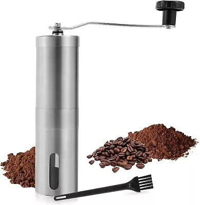 Stainless Steel Manual Coffee Bean Grinder Adjustable Burr Coffee Grinding M&W • £17.99