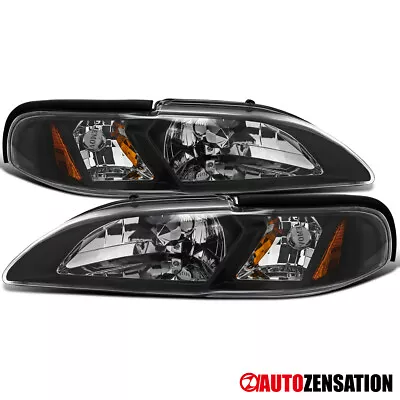 Fits 1994-1998 Ford Mustang GT SVT Cobra Black Headlights W/ Corner Signal Lamps • $91.99