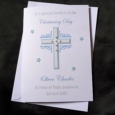 £5.75 • Buy Personalised Handmade A5 Christening Baptism Naming Day Card 1539(01)BLPK