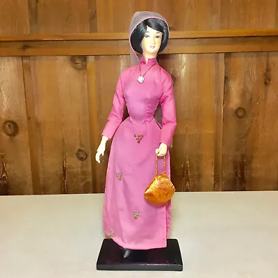 Vietnamese Bupbe Bach Tuyet 18  Doll Pink Dress(Stains) Poseable Vintage 1960's • $35.90