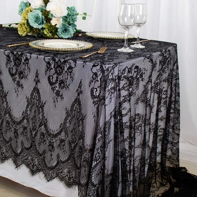 $19.56 • Buy Lace Tablecloth Rectangle 60''x120'' Black Lace Party Tablecloth Rustic Floral