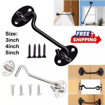 Cabin Hook And Eye Latch Lock Shed Gate Door Catch Silent Holder Stainless Steel • £2.99