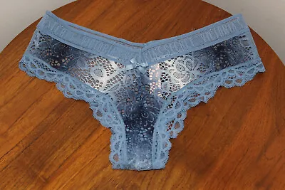 Victoria's Secret Very Sexy Cheeky Embroidered Floral Lace 3-tone Blue Size S • $17.99