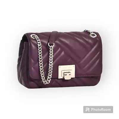 Michael Kors Plum Quilted Leather Peyton Vivianne Sloan Shoulder Flap Bag Luxe • $74.99
