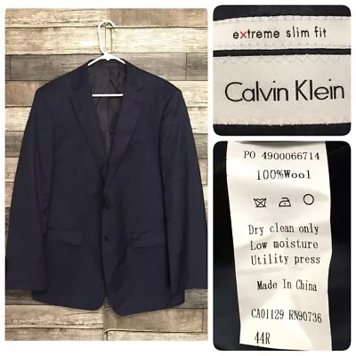 Calvin Klein Extreme Slim Fit Wool Blazer Men’s 44R Navy Blue 2 Button • $49.99