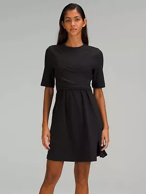 Lululemon Dress T-Shirt Black Wrap Front Cotton Casual Athleisure  4/6 • $34.23