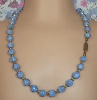 ❤️Vintage Art Deco Beautiful Periwinkle Blue Murano Glass  Necklace 17 Inches❤️ • £22.75