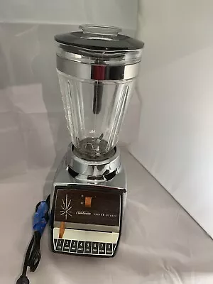 SUNBEAM CUSTOM DELUXE 8 Speed Vtg Blender 800A Glass Chrome Heavy Works Read • $85