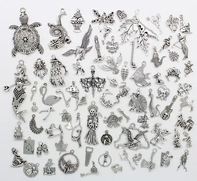 Wholesale Antique Silver Jewelry Finding Charms Pendants Carfts DIY 77 Styles • $1.45