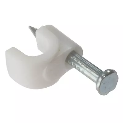 Box Of 100 X 4.0mm White Cable Wall Clips • £2.49