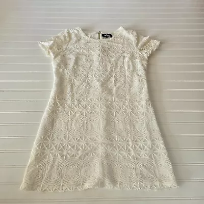 Lulus Women's Ivory Lace Crochet Dress Size Small Short Sleeve Short Dress • $9