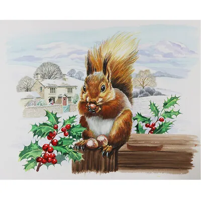 Red Squirrel / Winter Scene - Original Watercolour Mansfield Brewery Advertising • £65